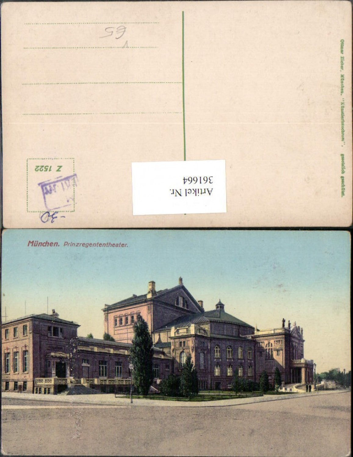 361664,München Prinzregententheater Theater Gebäude pub Ottmar Zieher 1522