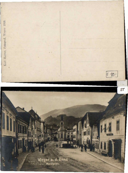 60371, RARE Photo AK Weyer ad Enns Market Square