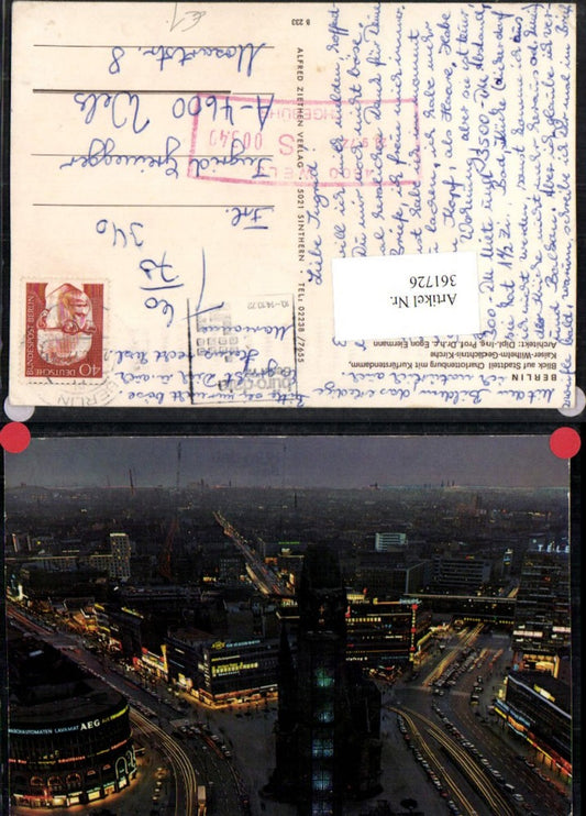 361726,Berlin b. Nacht Blick auf Charlottenburg m. Kurfürstendamm Kirche