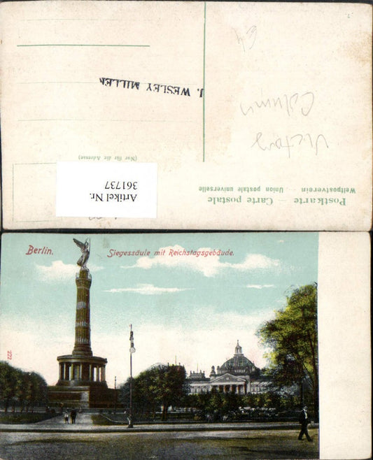 361737,Berlin Siegessäule Säule m. Reichstagsgebäude