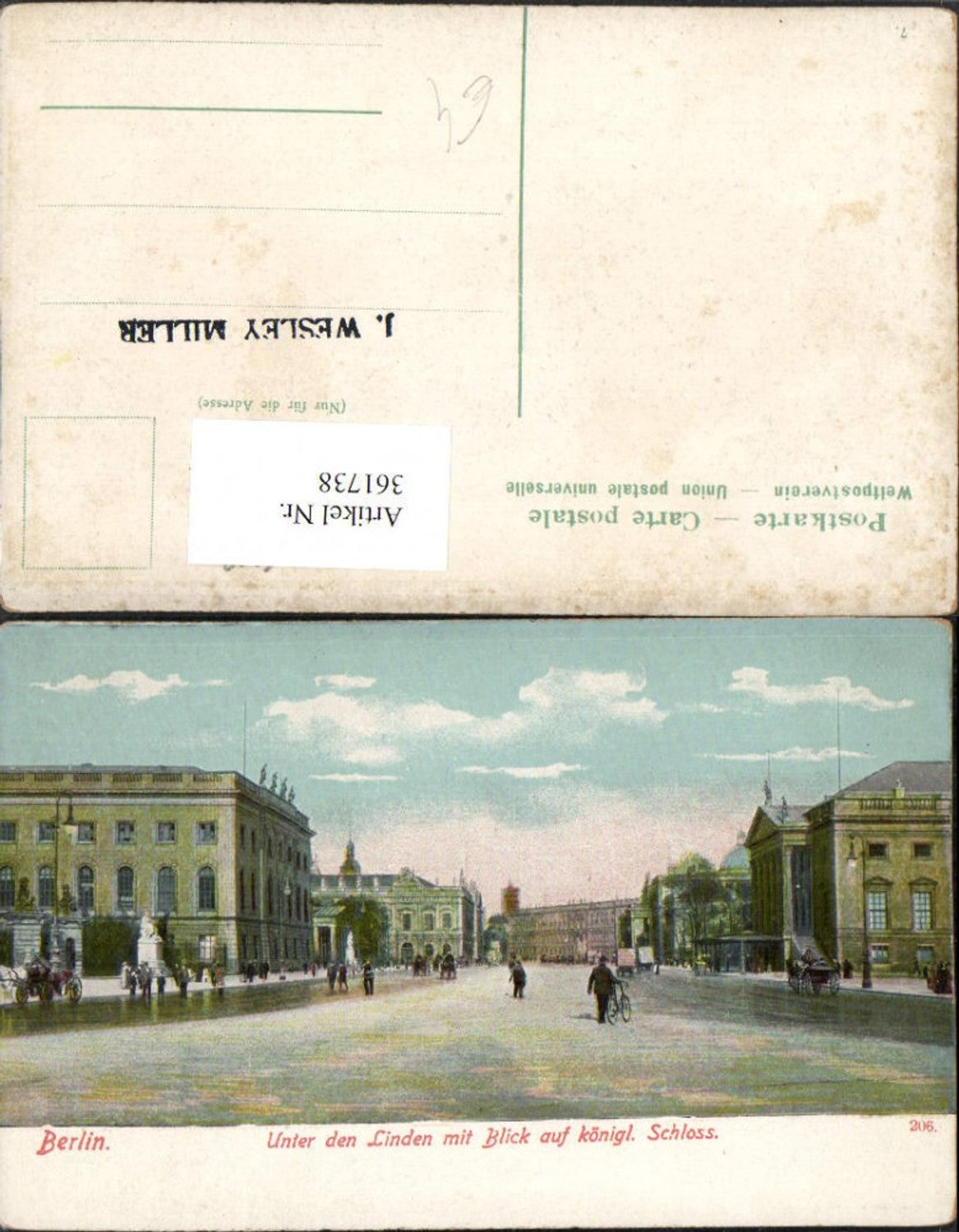 361738,Berlin Unter den Linden m. Blick auf königliches Schloss Straßenansicht