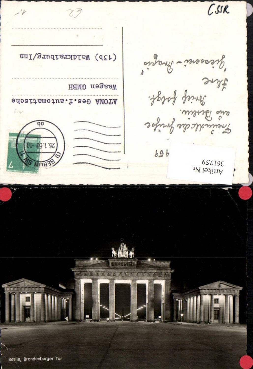 361759,Berlin b. Nacht Brandenburger Tor Straßenansicht