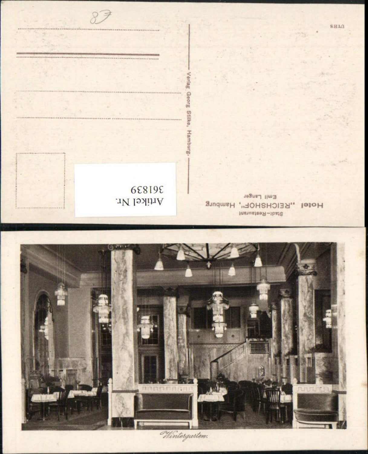 361839,Hamburg Stadt Restaurant Hotel Reichshof Wintergarten