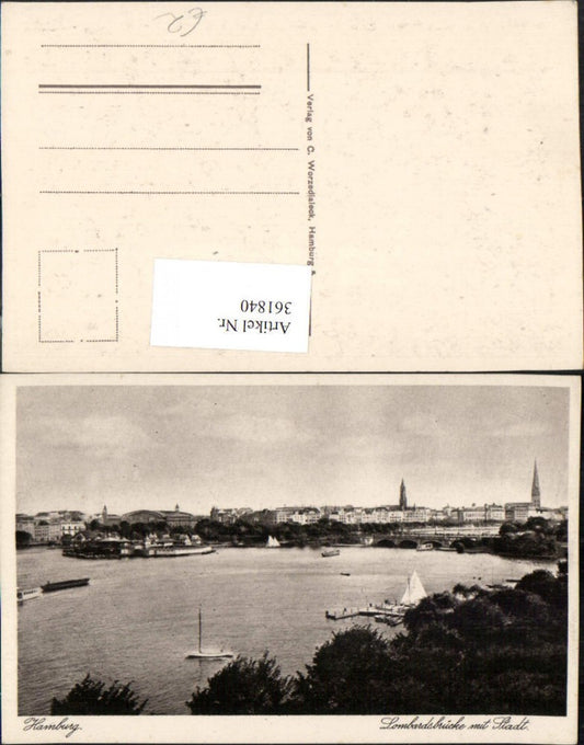 361840,Hamburg Lombardsbrücke Brücke m. Stadt