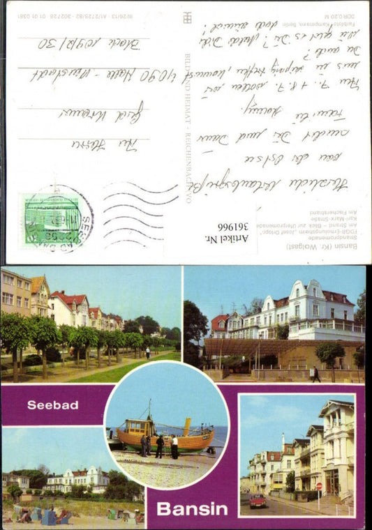361966,Seebad Bansin Strandpromenade Erholungsheim Strand Fischerstand Mehrbildkarte