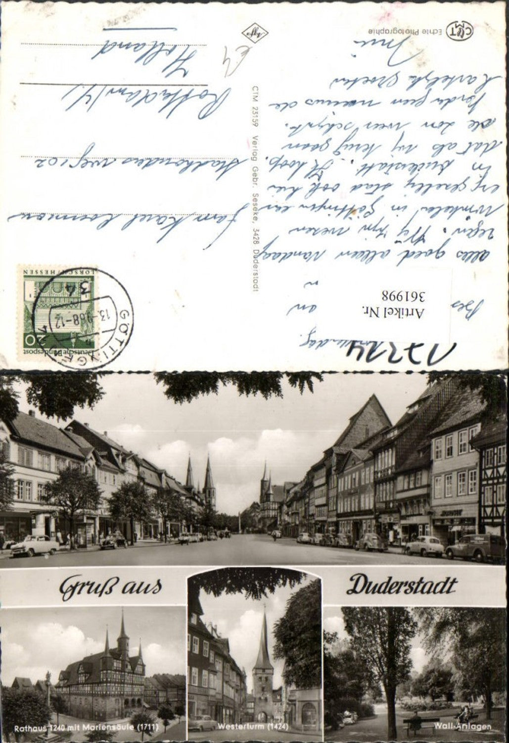 361998,Gruß aus Duderstadt Straßenansicht Rathaus Westerturm Mehrbildkarte