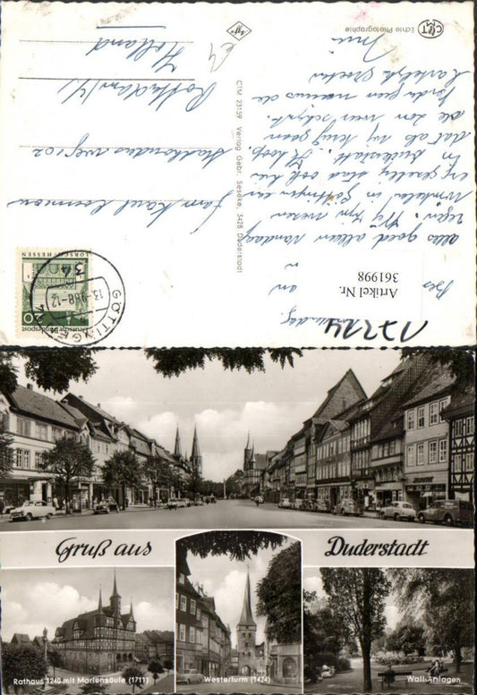 361998,Gruß aus Duderstadt Straßenansicht Rathaus Westerturm Mehrbildkarte