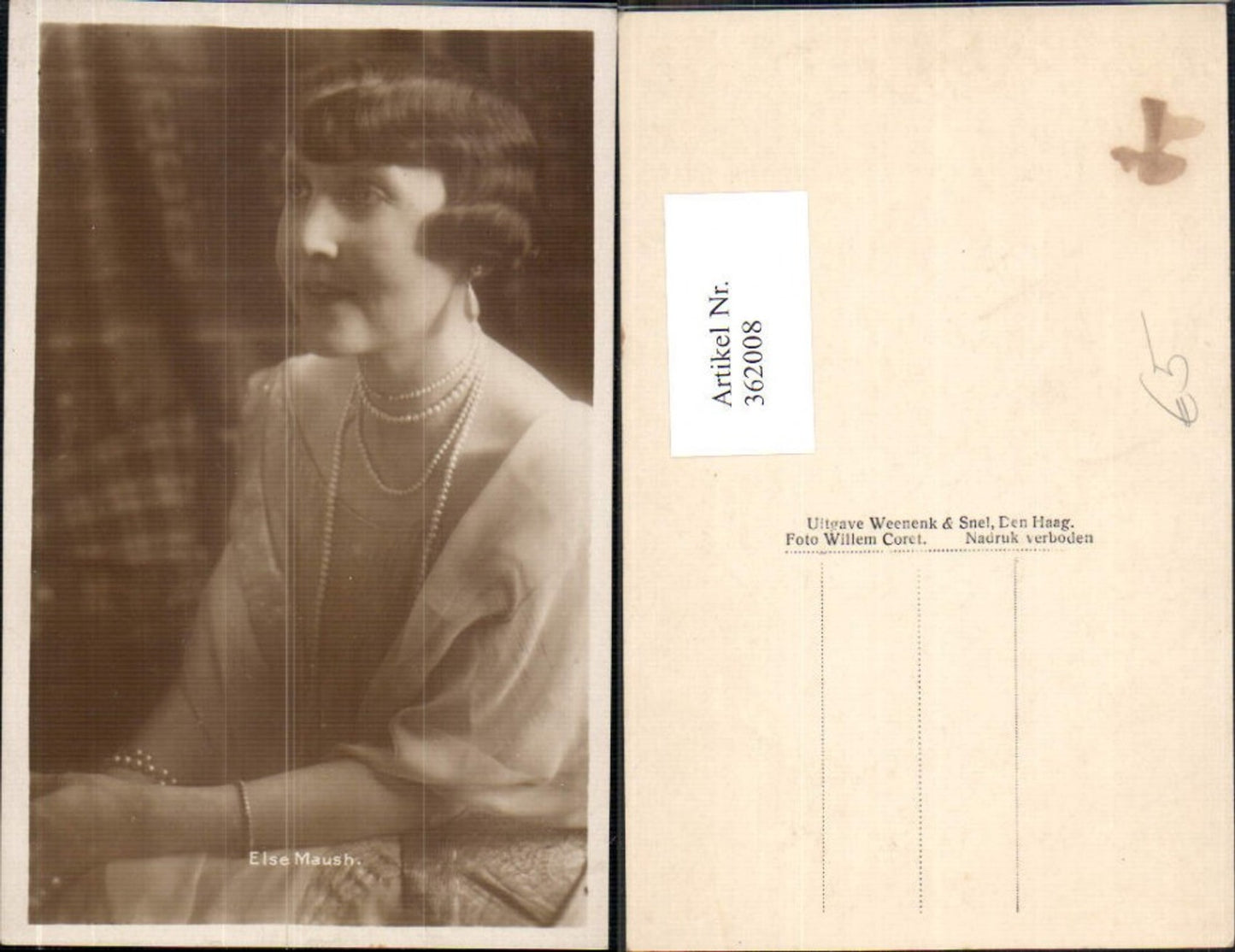362008,Foto Ak Frau Halskette Perlenkette Else Maush