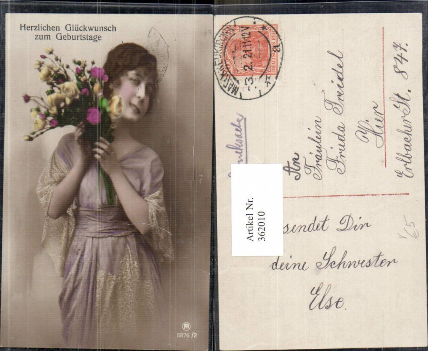 362010,Frau Kleid Blumen Blumenstrauß pub RPH 5876/2
