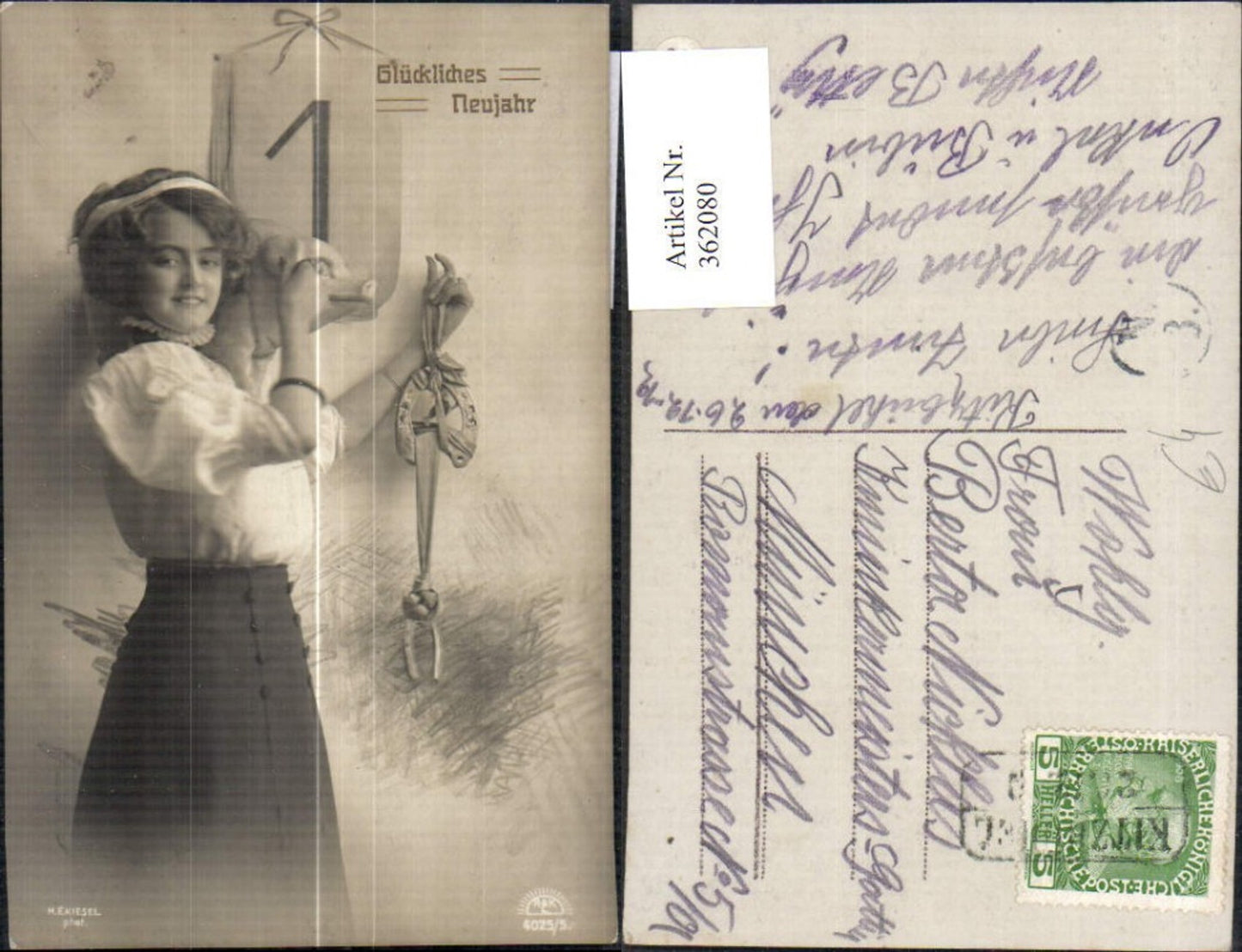 362080,Frau Haarband Kalenderblatt 1 Hufeisen Neujahr