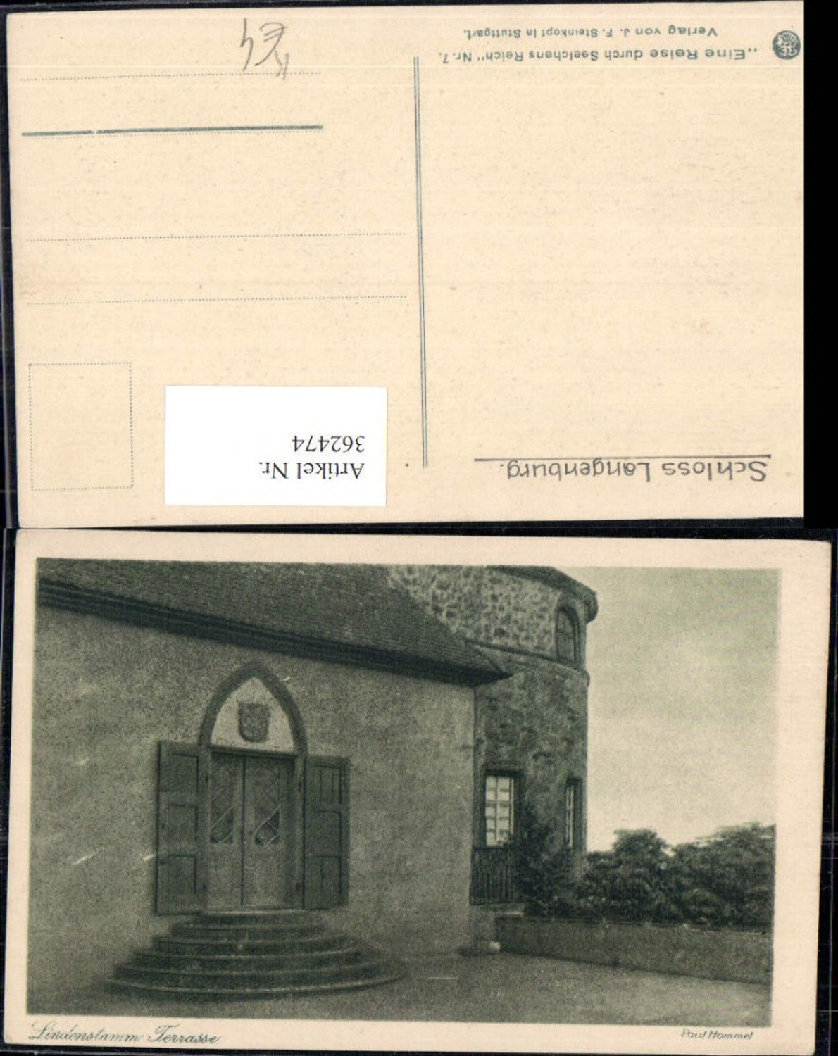 362474,Künstler Ak Paul Hommel Lindenstamm Terrasse Schloss Langenburg Schloss