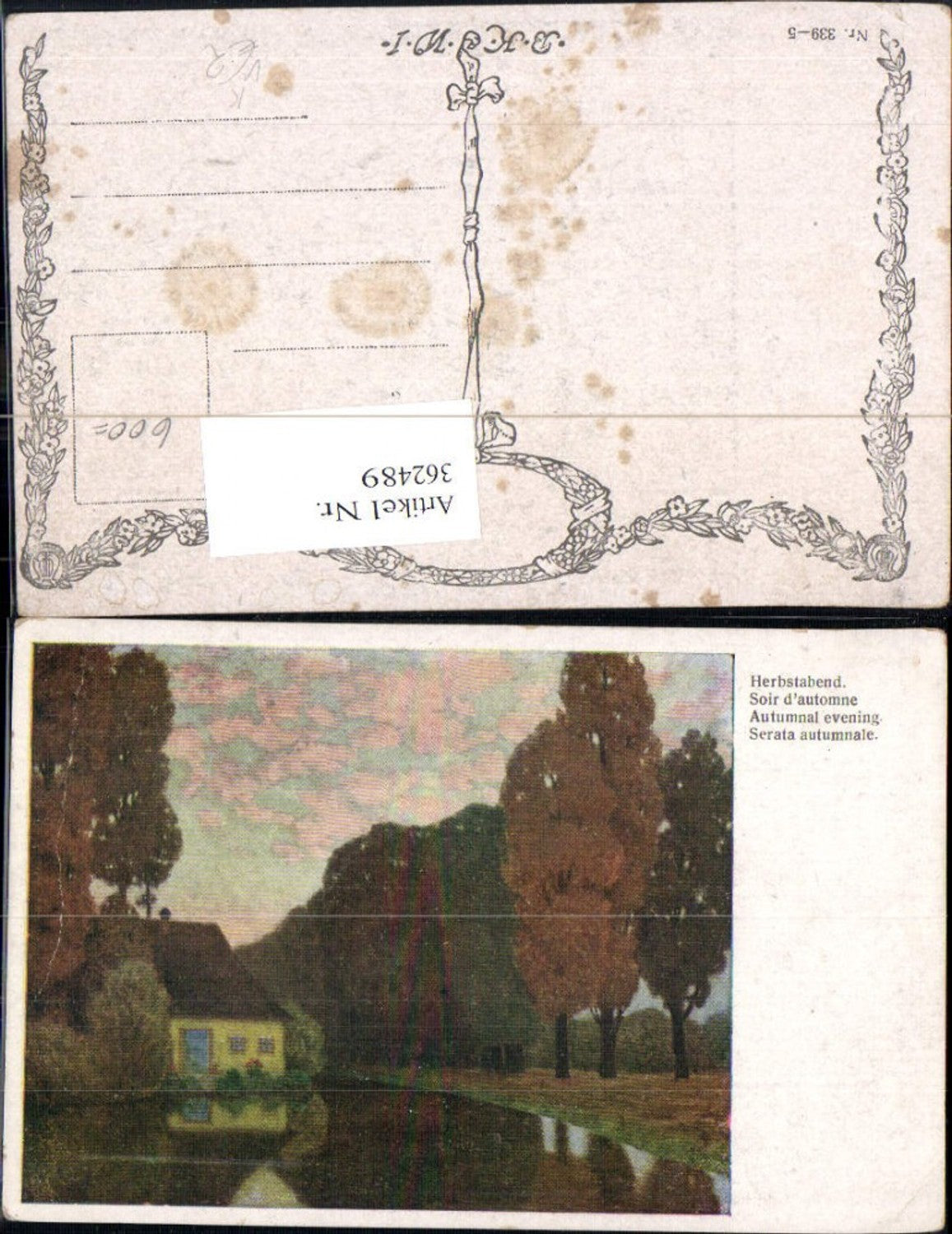 362489,Künstler Ak Herbstabend Haus Landschaft Bäume pub B.K.W.I. 339/5