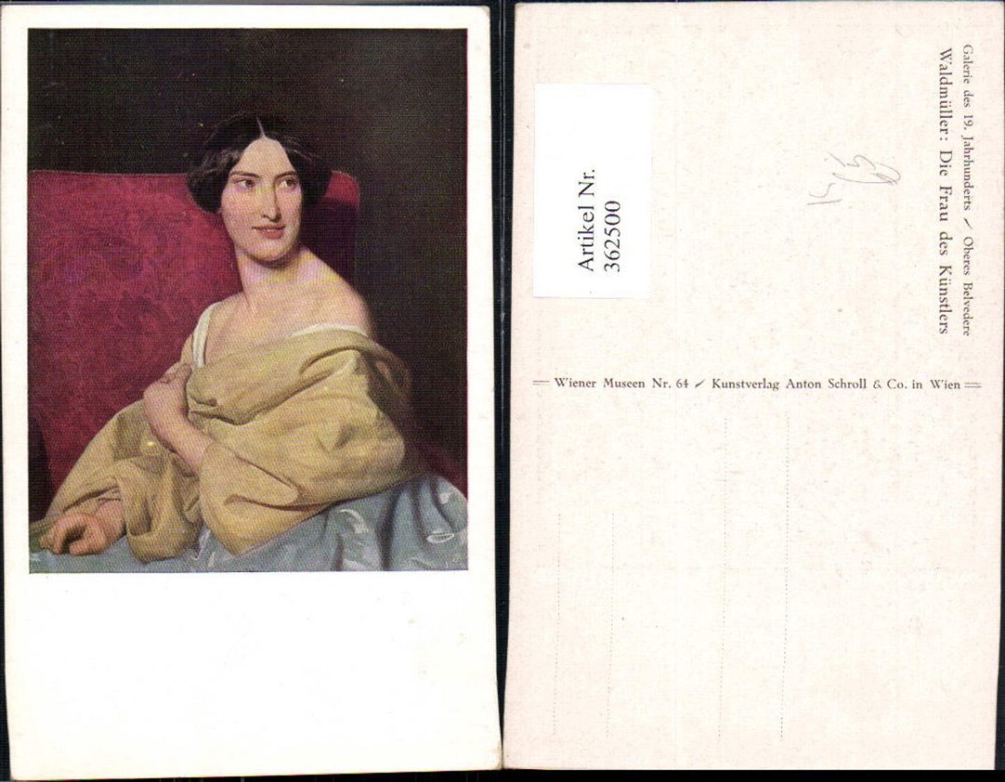 362500,Künstler Ak Waldmüller Die Frau d. Künstlers Portrait