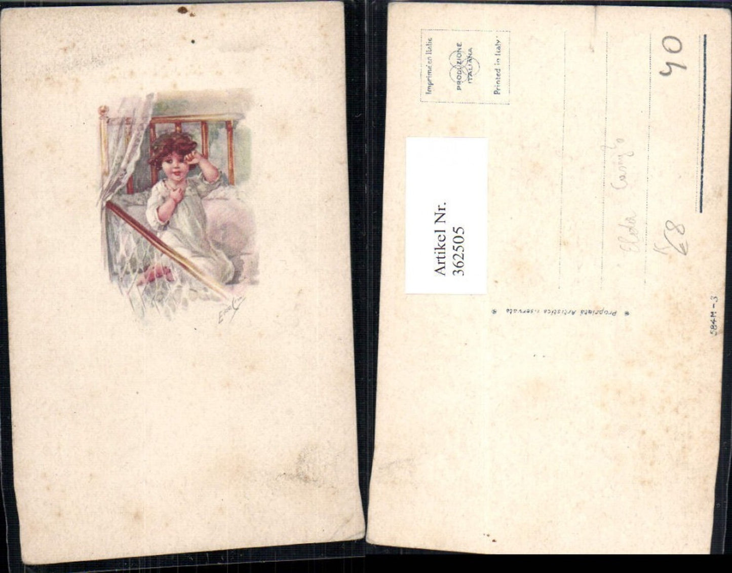362505, Artist Ak Elda Cenni Child in Bed