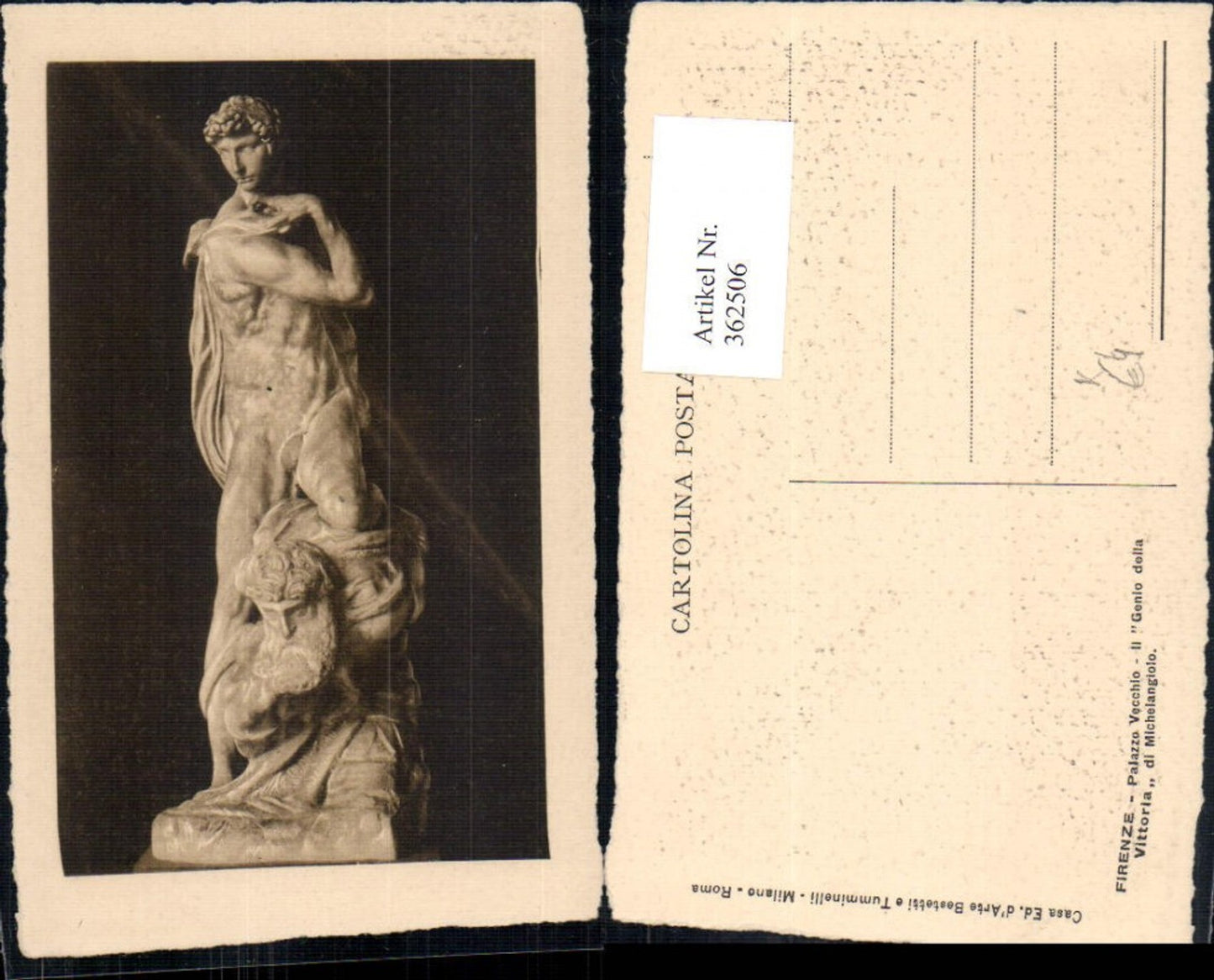 362506,Künstler Ak Il Genio della Vittoria di Michelangiolo Palazzo Vecchio Firenze Mann Statue Erotik