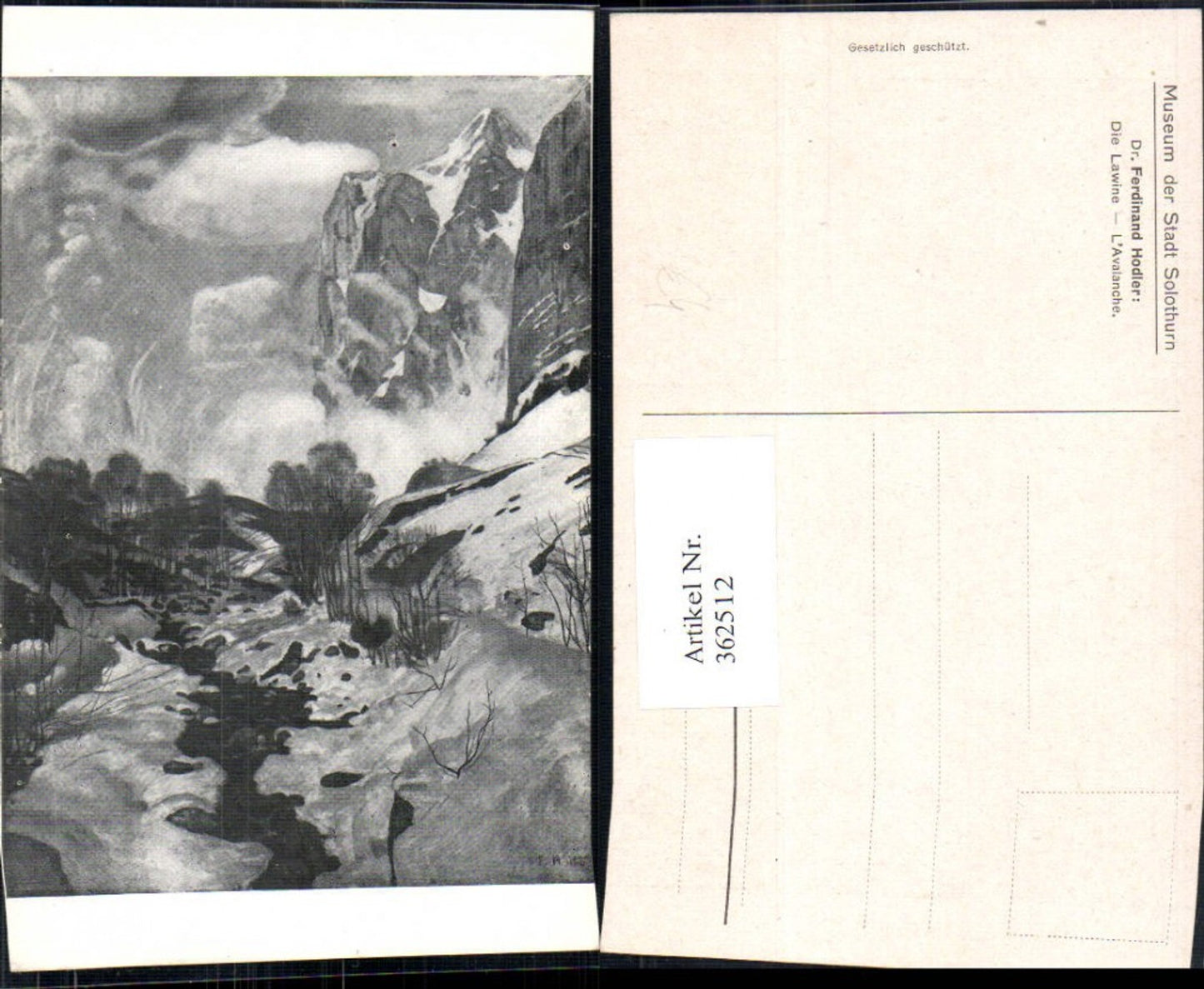 362512,Künstler Ak Dr. Ferdinand Hodler Die Lawine Winterlandschaft Bergkulisse