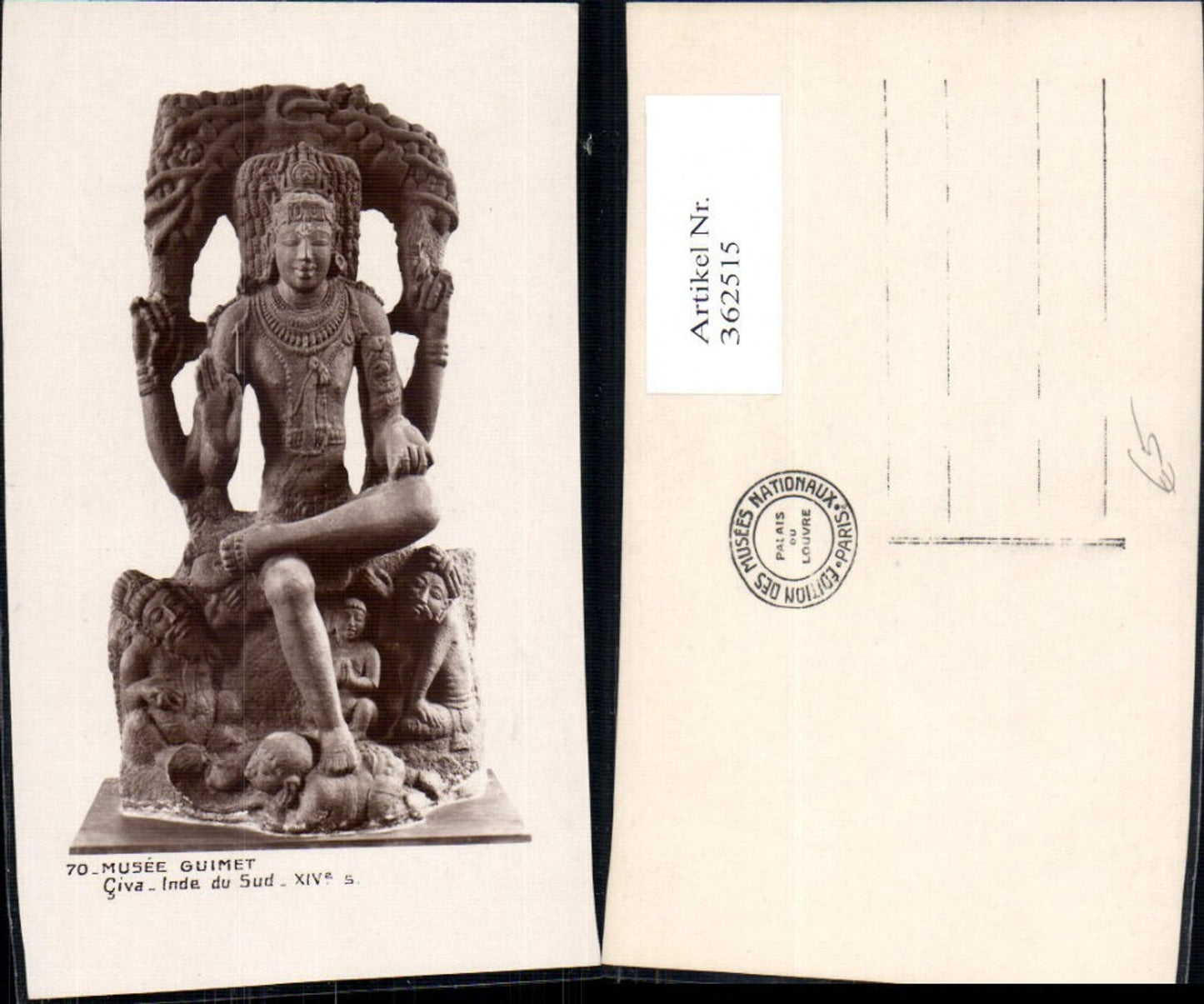 362515,Künstler Ak Civa Inde du Sud Musee Guimet Statue