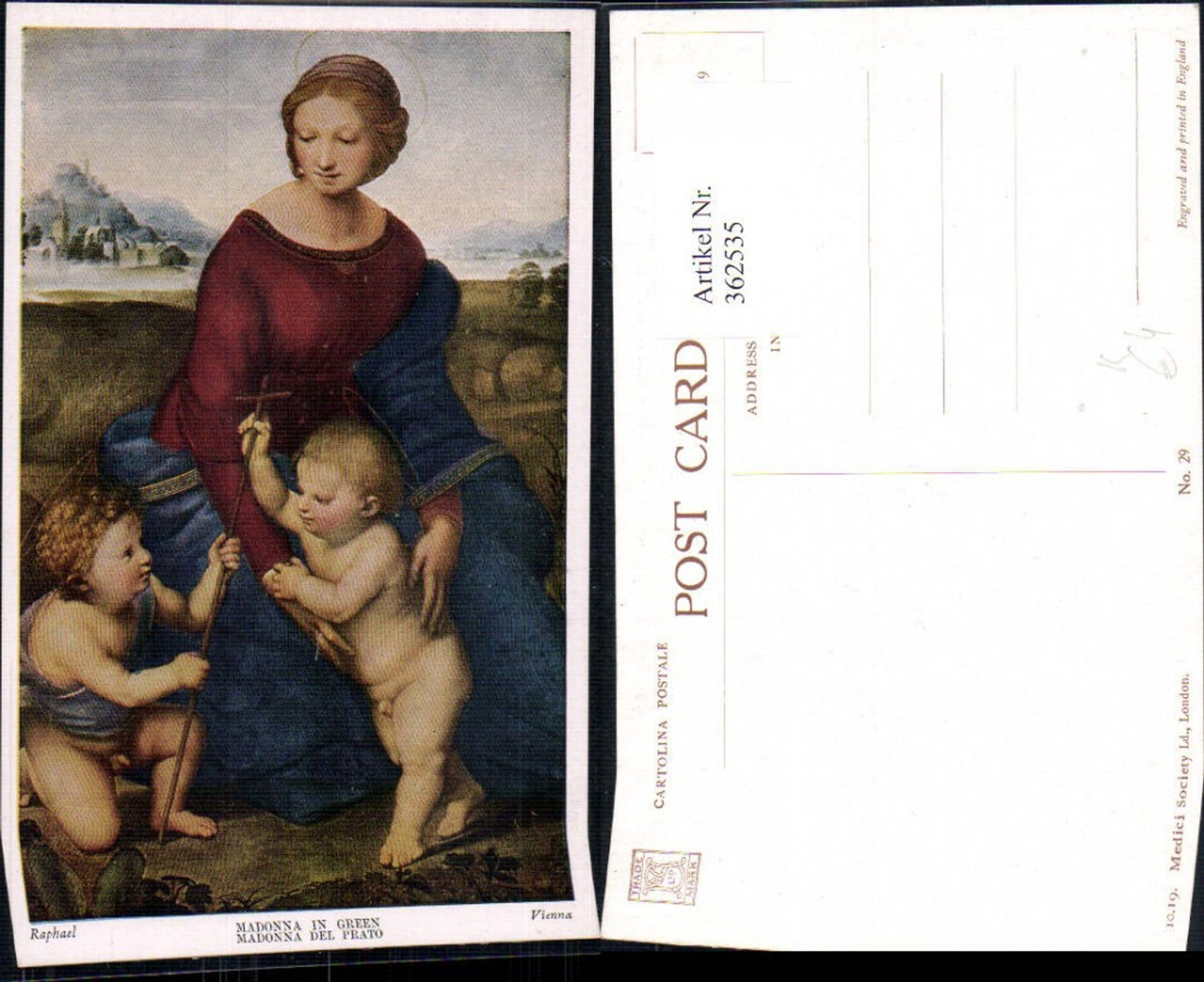 362535,Künstler Ak Raphael Madonna in Green Kinder Religion