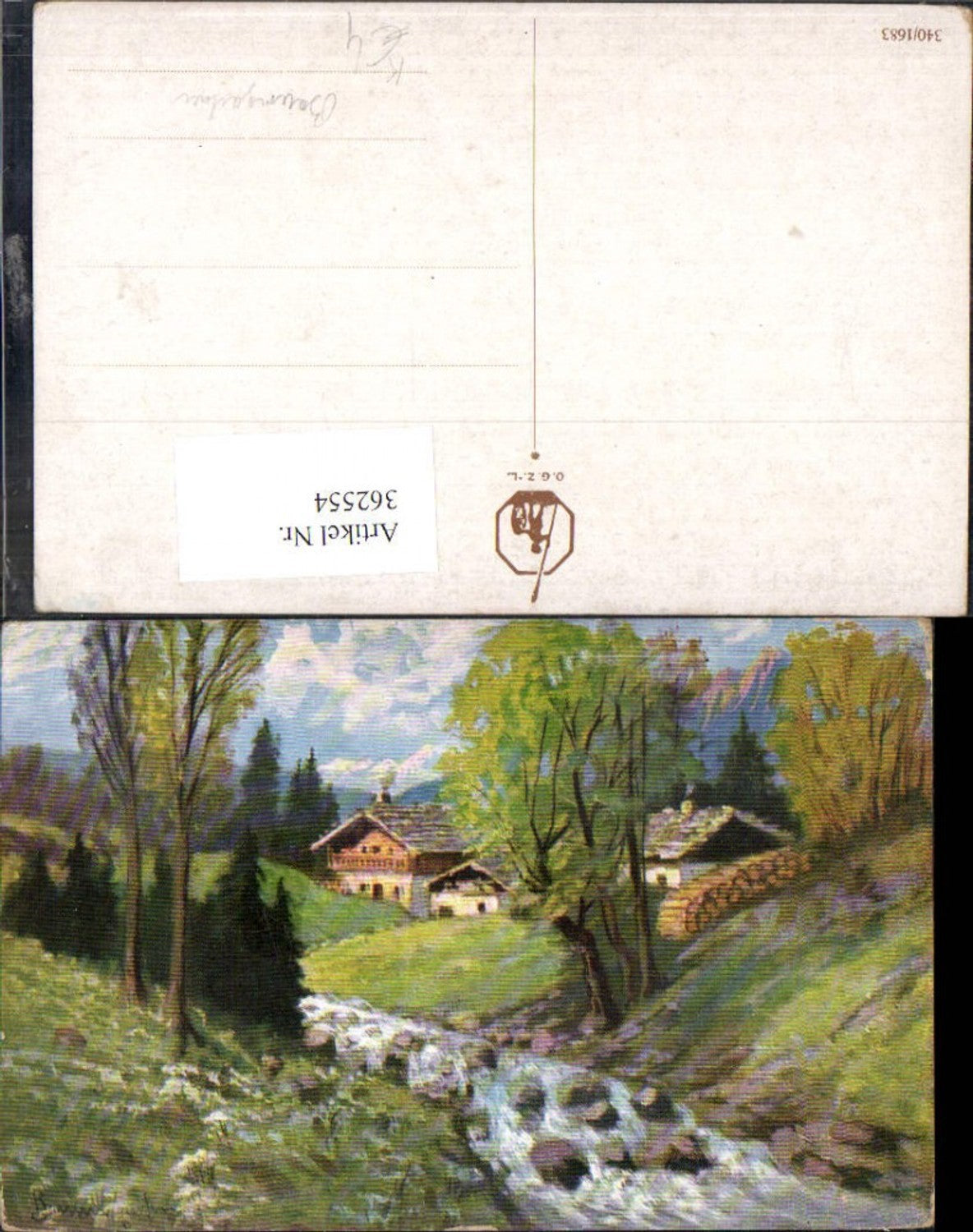 362554, Artist Ak Baumgartner River Farm Landscape