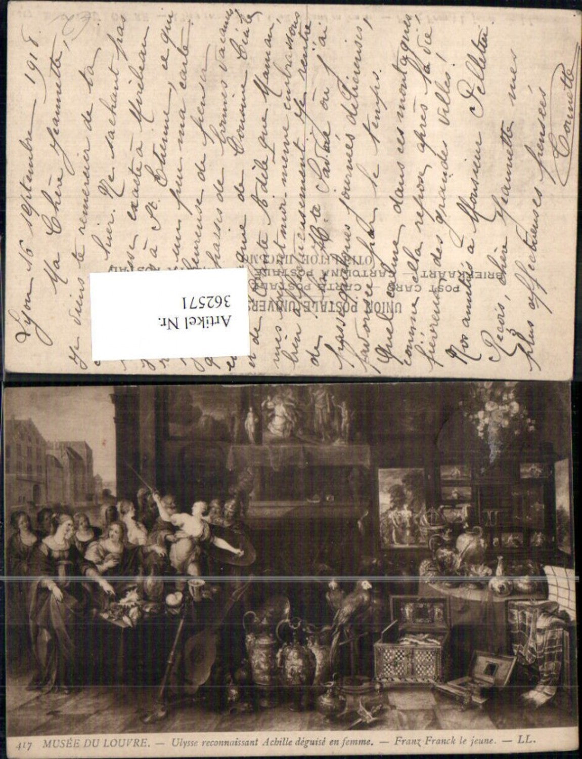 362571,Künstler Ak Franz Franck le jeune Ulysse reconnaissant Achille deguise en femme