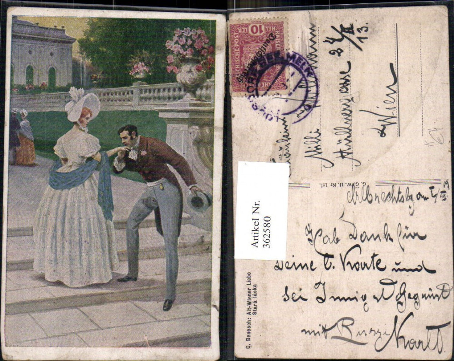 362580,Künstler Ak C. Benesch Alt-Wiener Liebe Stara laska Paar Handkuss