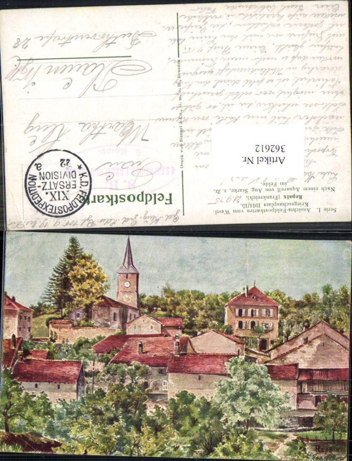 362612,Künstler Ak Aug. Starke Repaix Teilansicht m. Kirche
