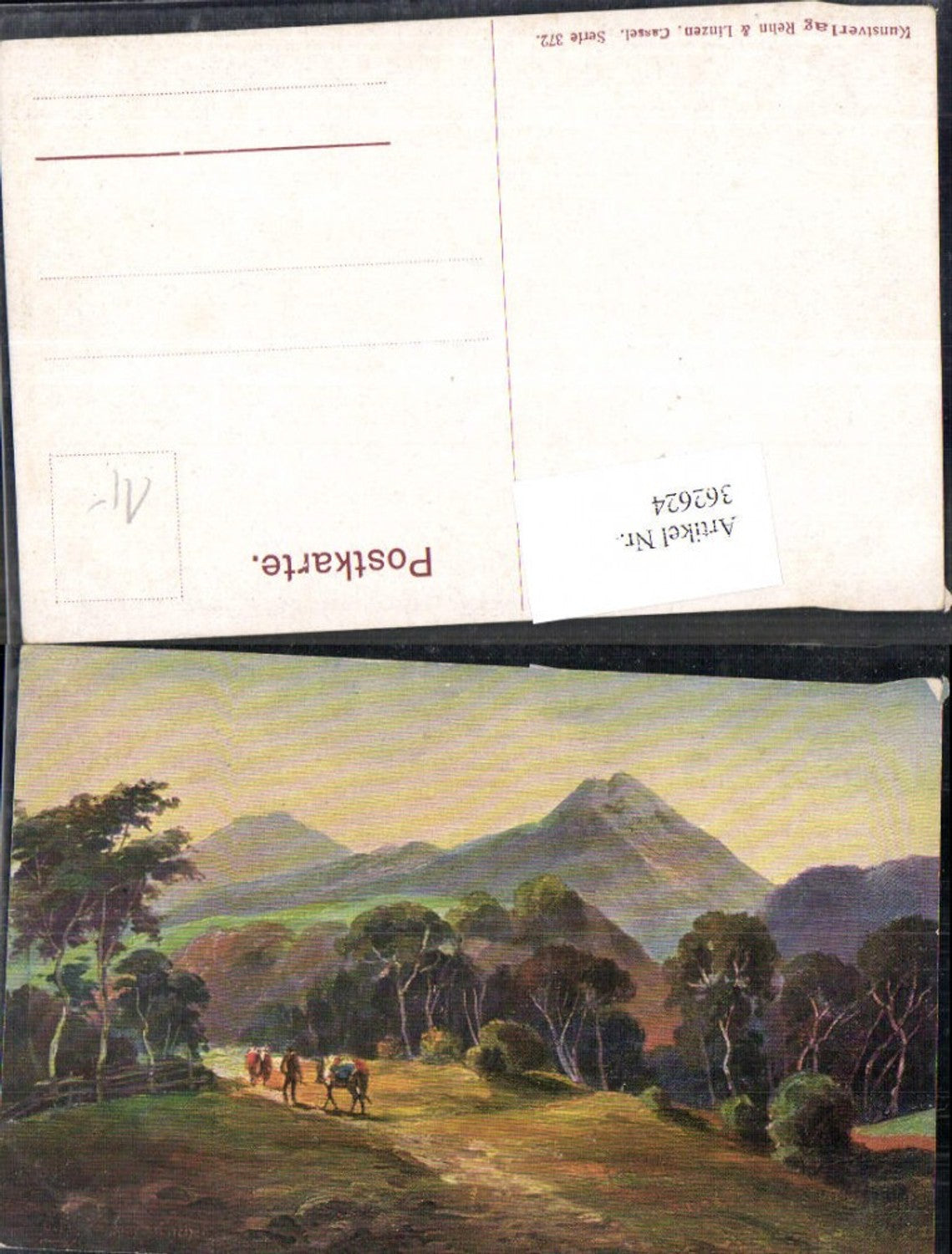 362624,Künstler Ak Bauern m. Pferd Landschaft