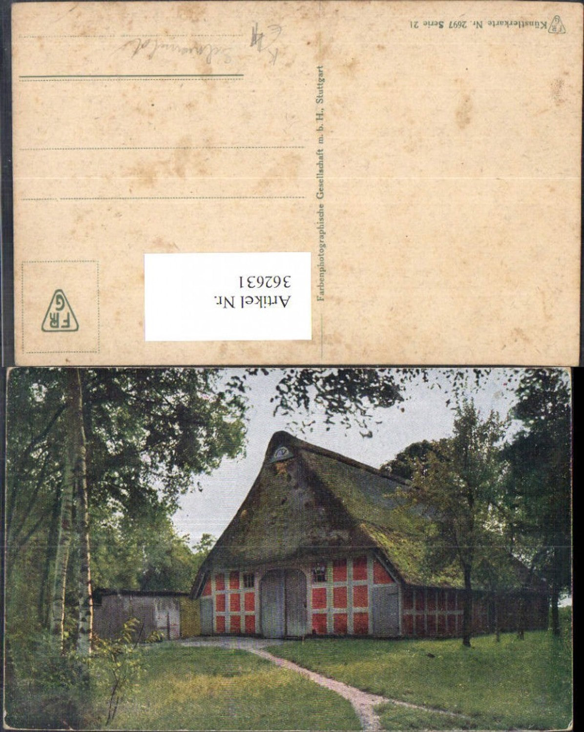 362631,Künstler Ak Reetdachhaus Schwarzwald