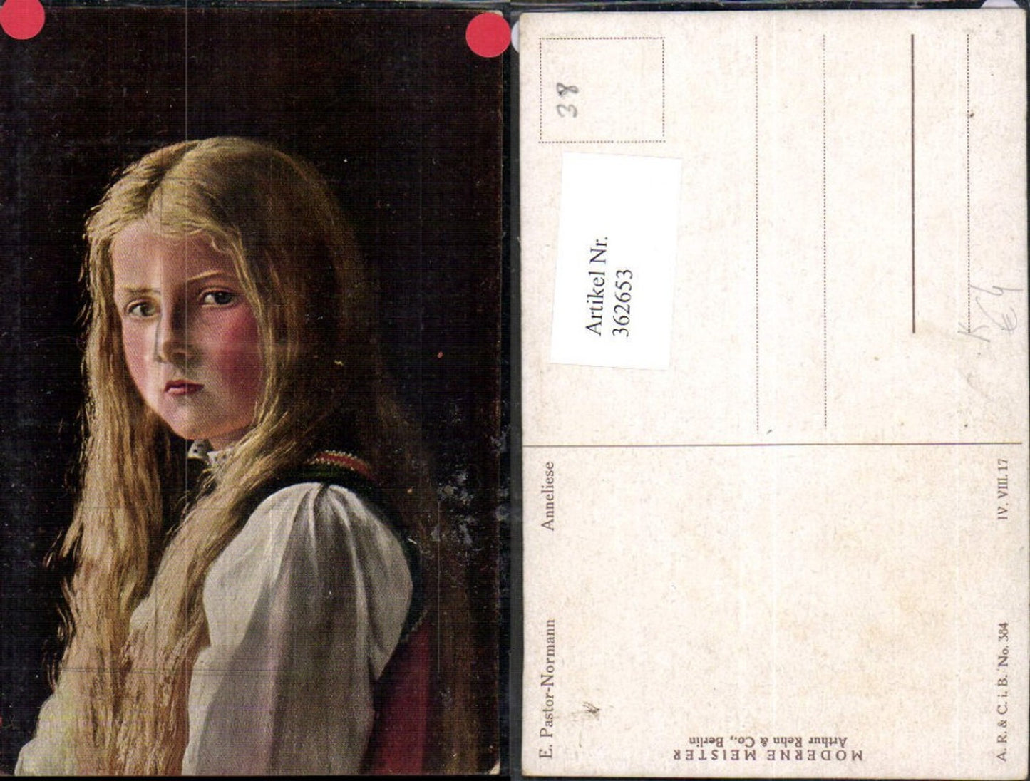 362653,Künstler Ak E. Pastor-Normann Anneliese Mädchen Portrait