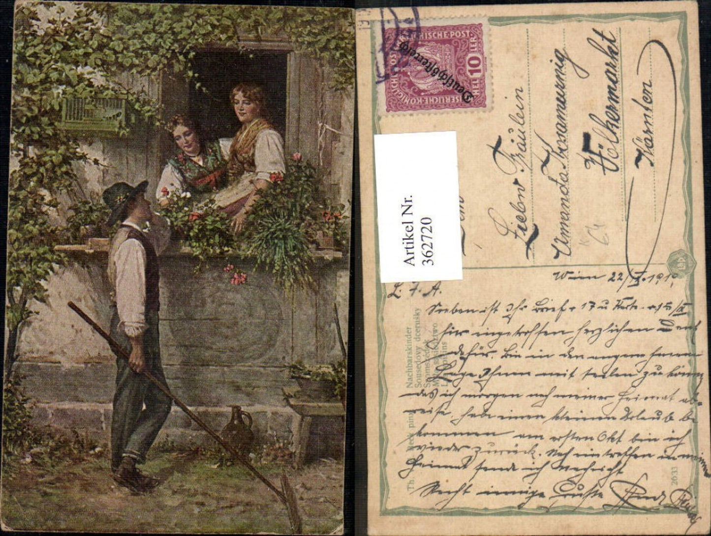 362720,Künstler Ak Th. v. d. Beck Nachbarskinder