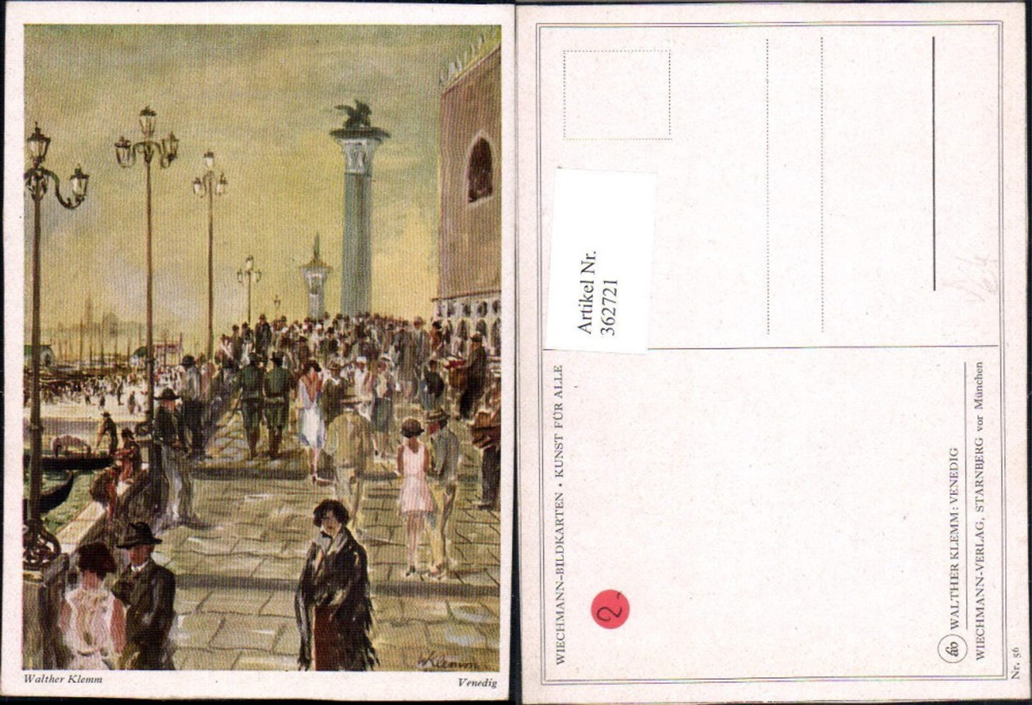 362721,Künstler Ak Walther Klemm Venedig pub Wiechmann 56