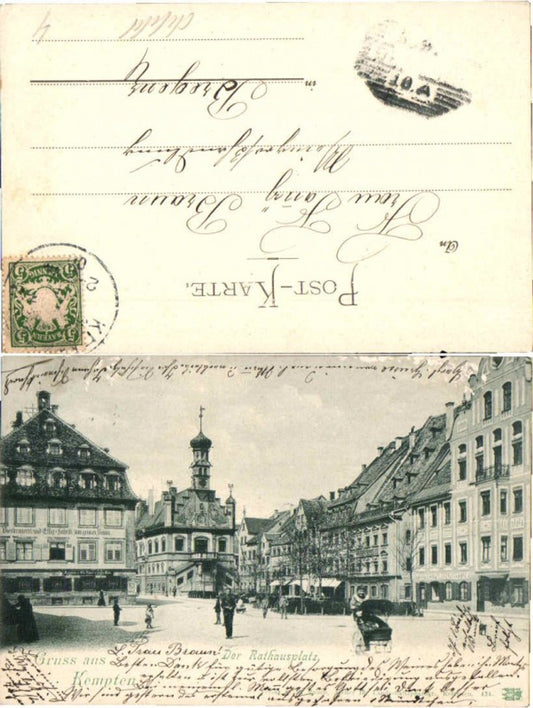 Gruss aus Kempten Rathausplatz Brauerei Grüner Baum 1900 62100