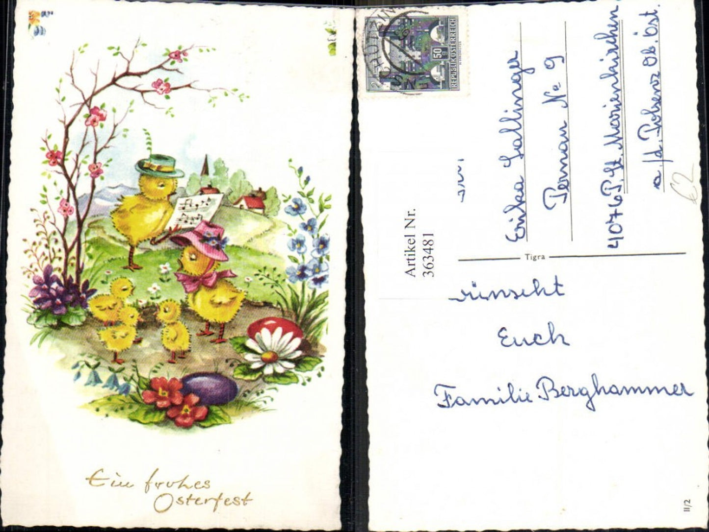 363481, Artist Ak Easter Chicks Choir Singing Flowers Eggs Easter Eggs Gold Lettering