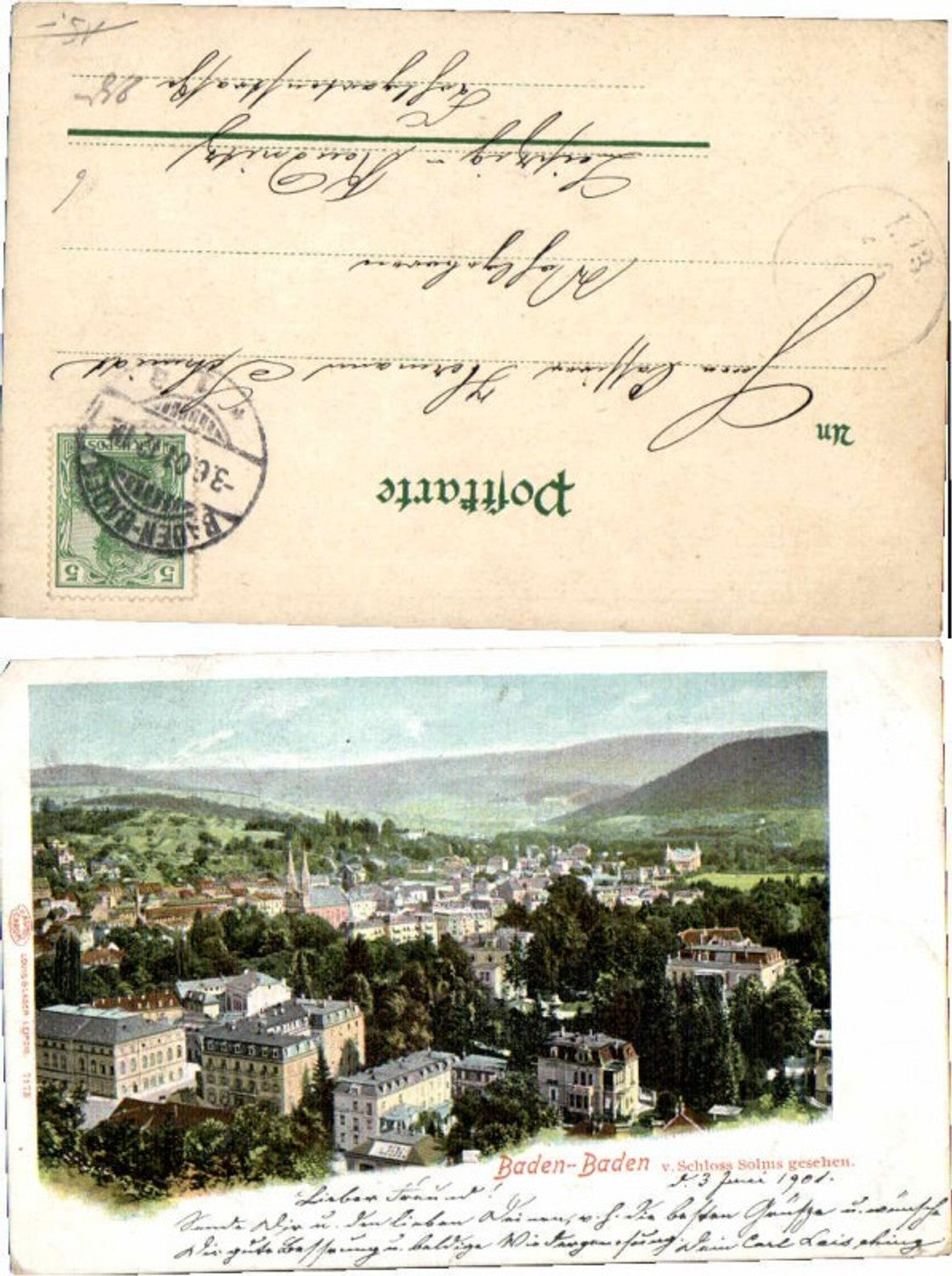 62167,Baden Baden v. Schloss Solms aus 1901