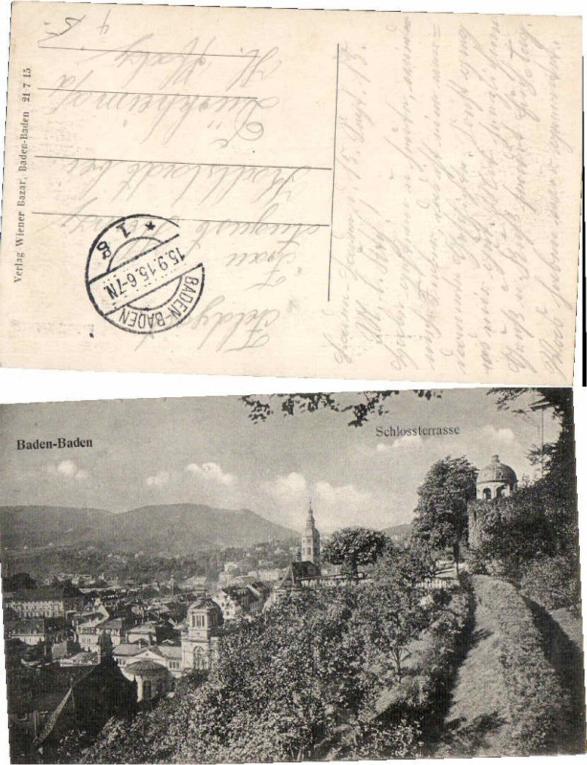 62180,Baden Baden Schloss Terrasse 1915