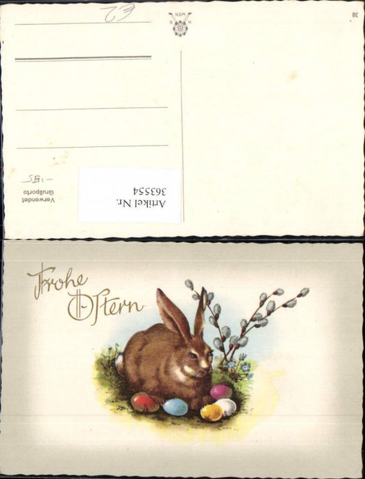 363554, Artist AK Easter Bunny with Easter eggs, eggs, pussy willows, gold lettering