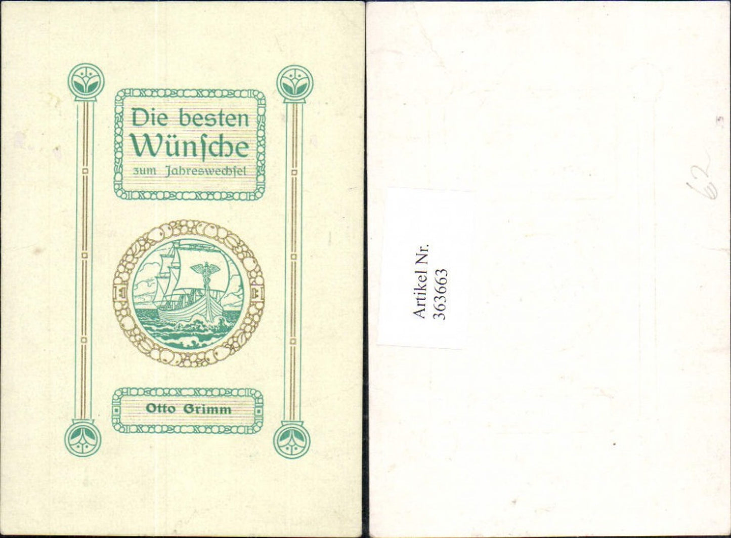 363663,Neujahr Schiff Segelschiff Otto Grimm Ornament