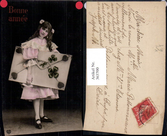 363700,Neujahr Mädchen Zöpfe Brief Kuvert Klee pub EAS
