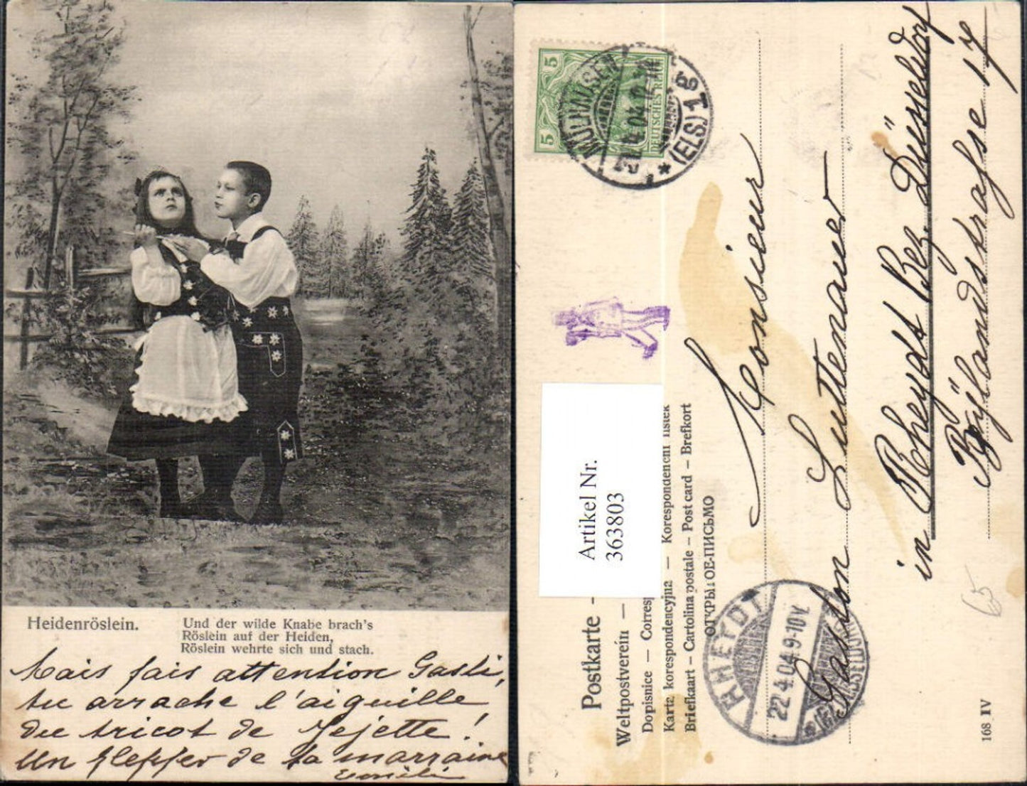 363803,Kinder Tracht i. Wald Heidenröslein Spruch Text