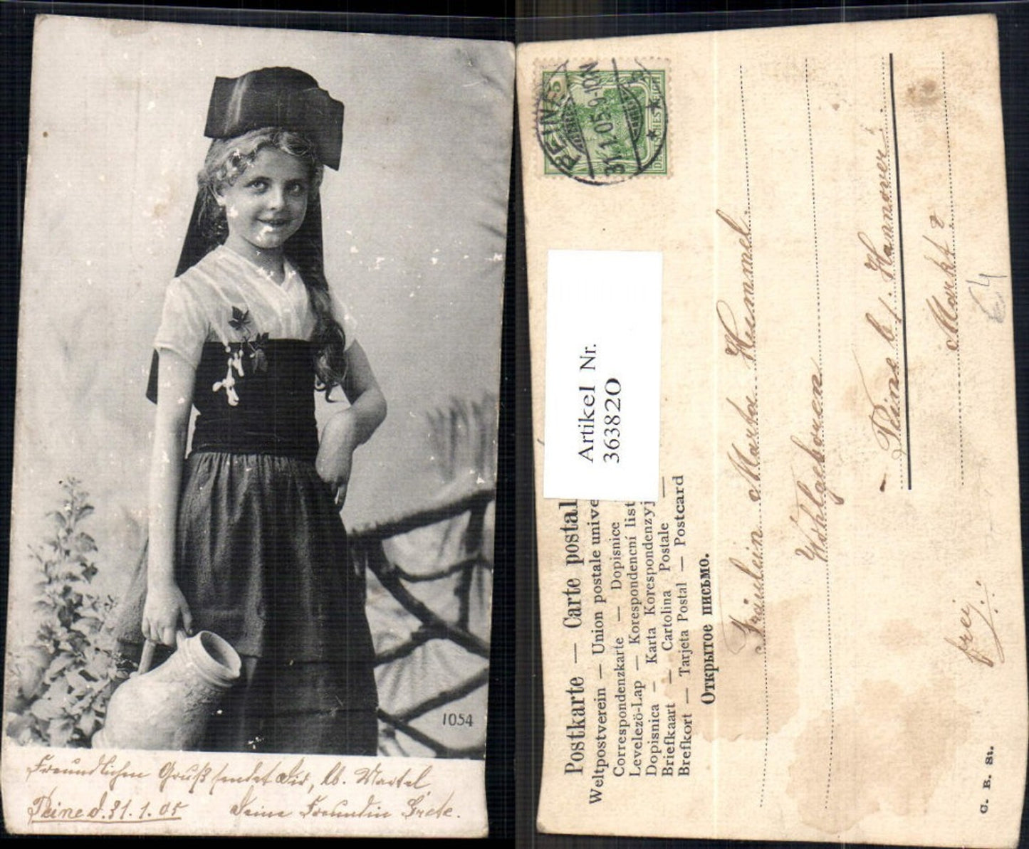 363820,Kind Mädchen i. Tracht Krug