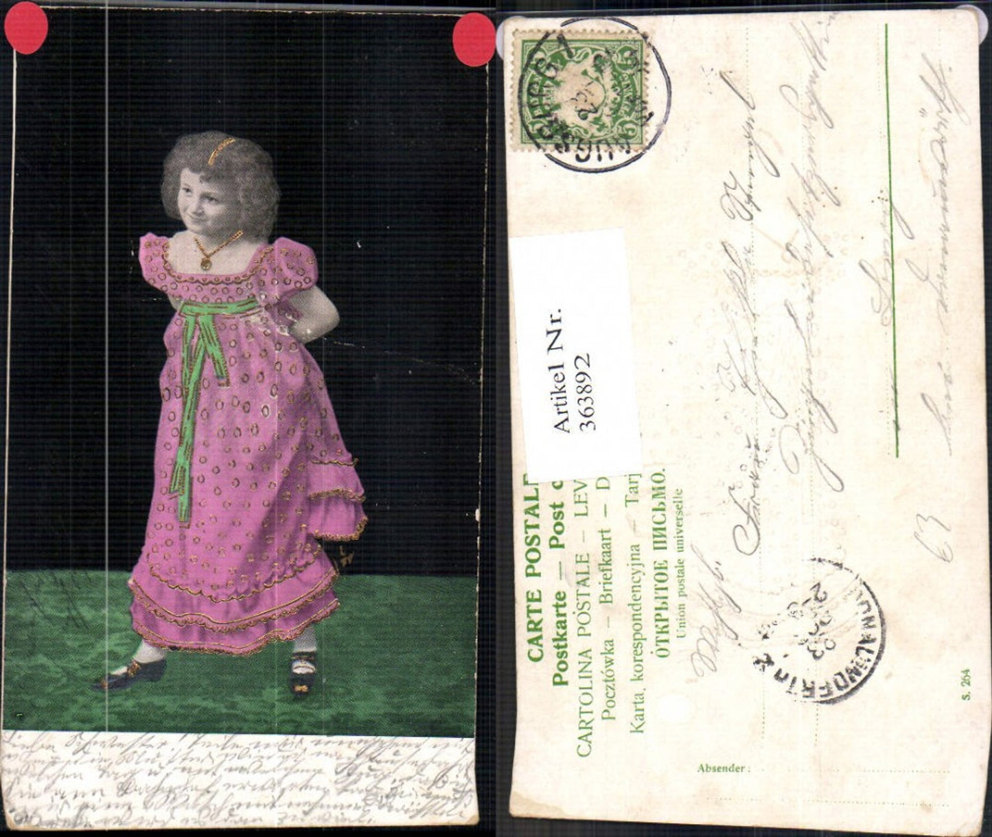 363892,Kind Mädchen Kleid Haarband Halskette Goldverzierung