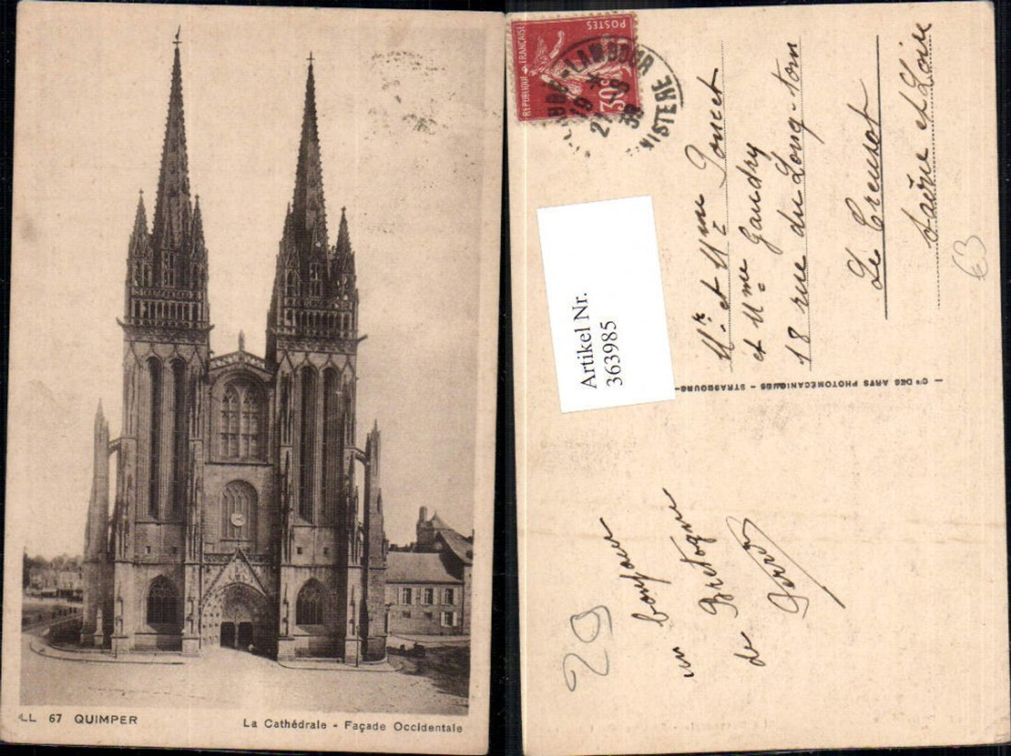 363985,Kirche Quimper La Cathedrale Facade Occidentale