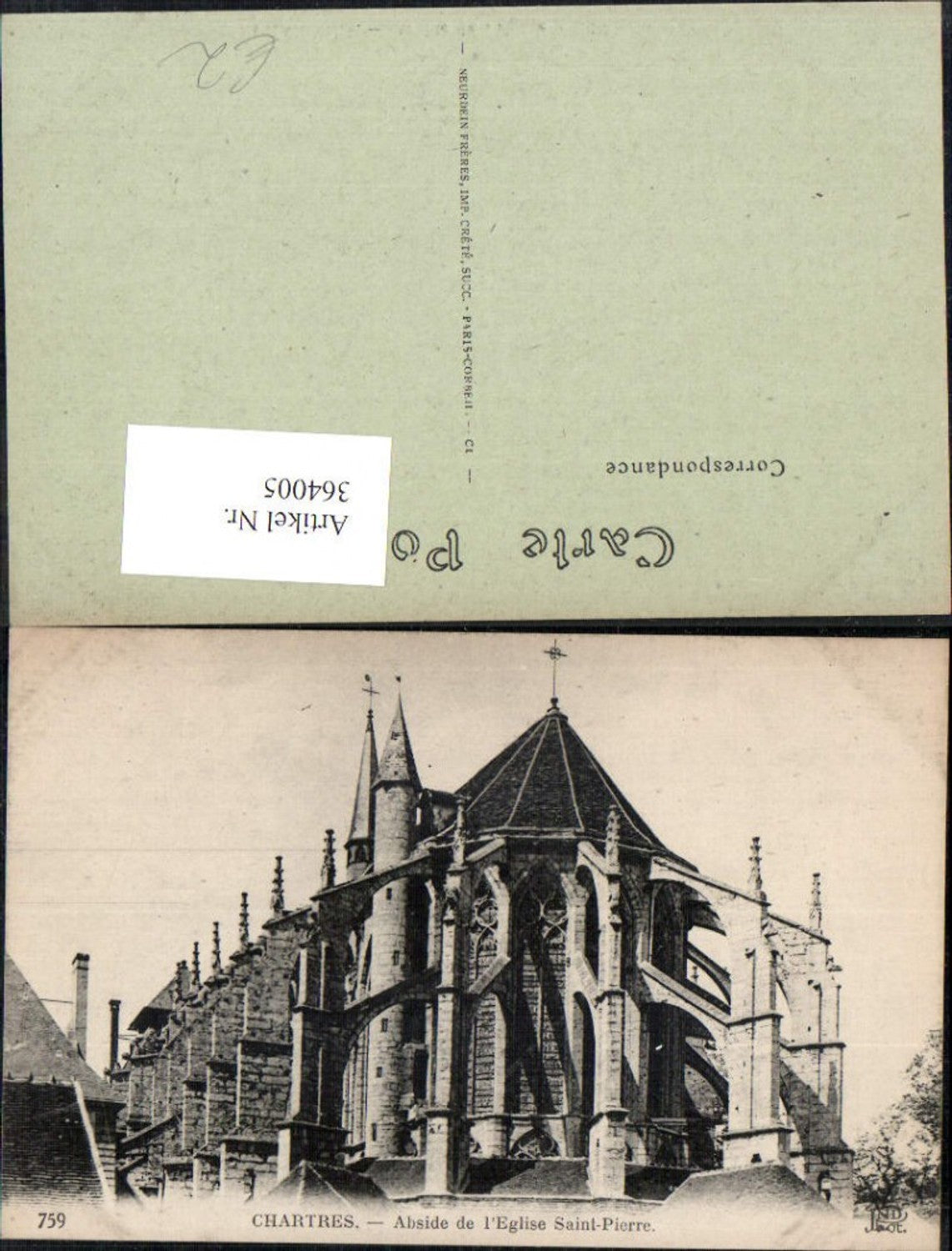 364005,Kirche Chartres Abside de l Eglise Saint Pierre