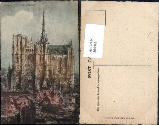 364014,Künstler Ak Kirche Amiens La Cathedrale