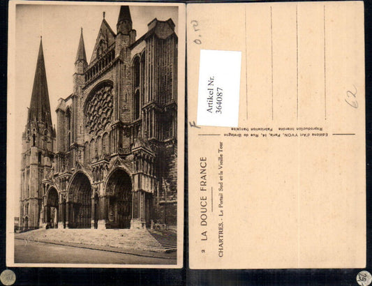 364087,Kirche Chartres Le Portail Sud et la Vieille Tour