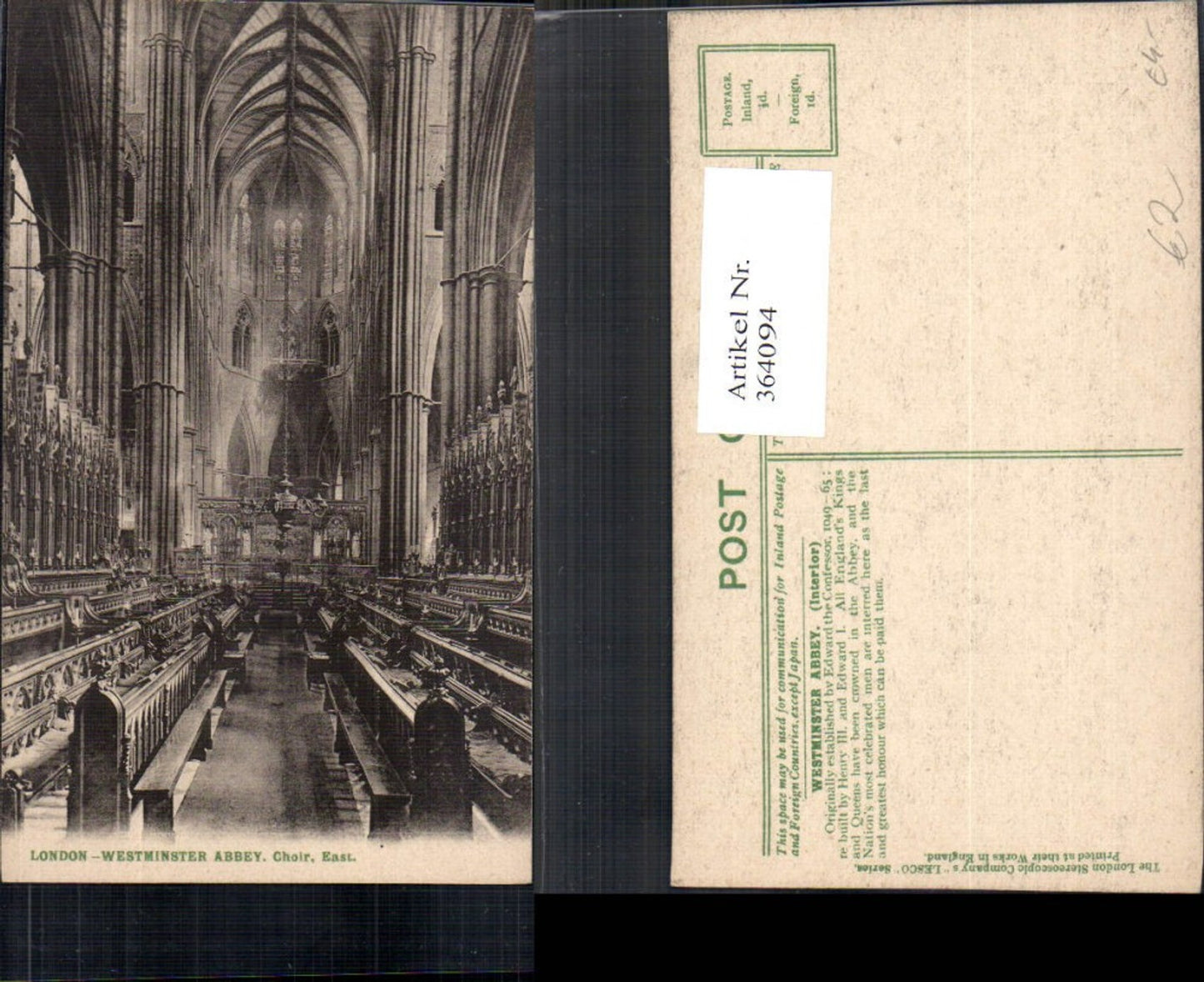 364094,Kirche London Westminster Abbey Choir East
