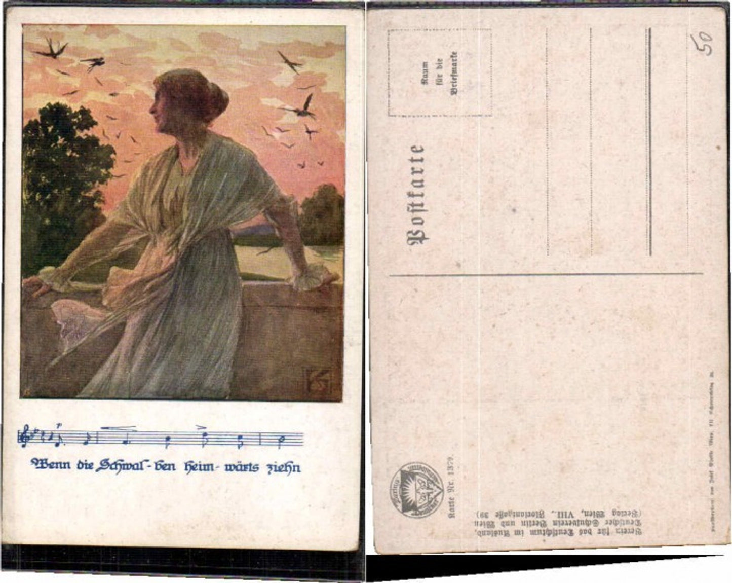 62906,Dt Schulverein 1379 Leo Kainradl sig Frau Schwalben