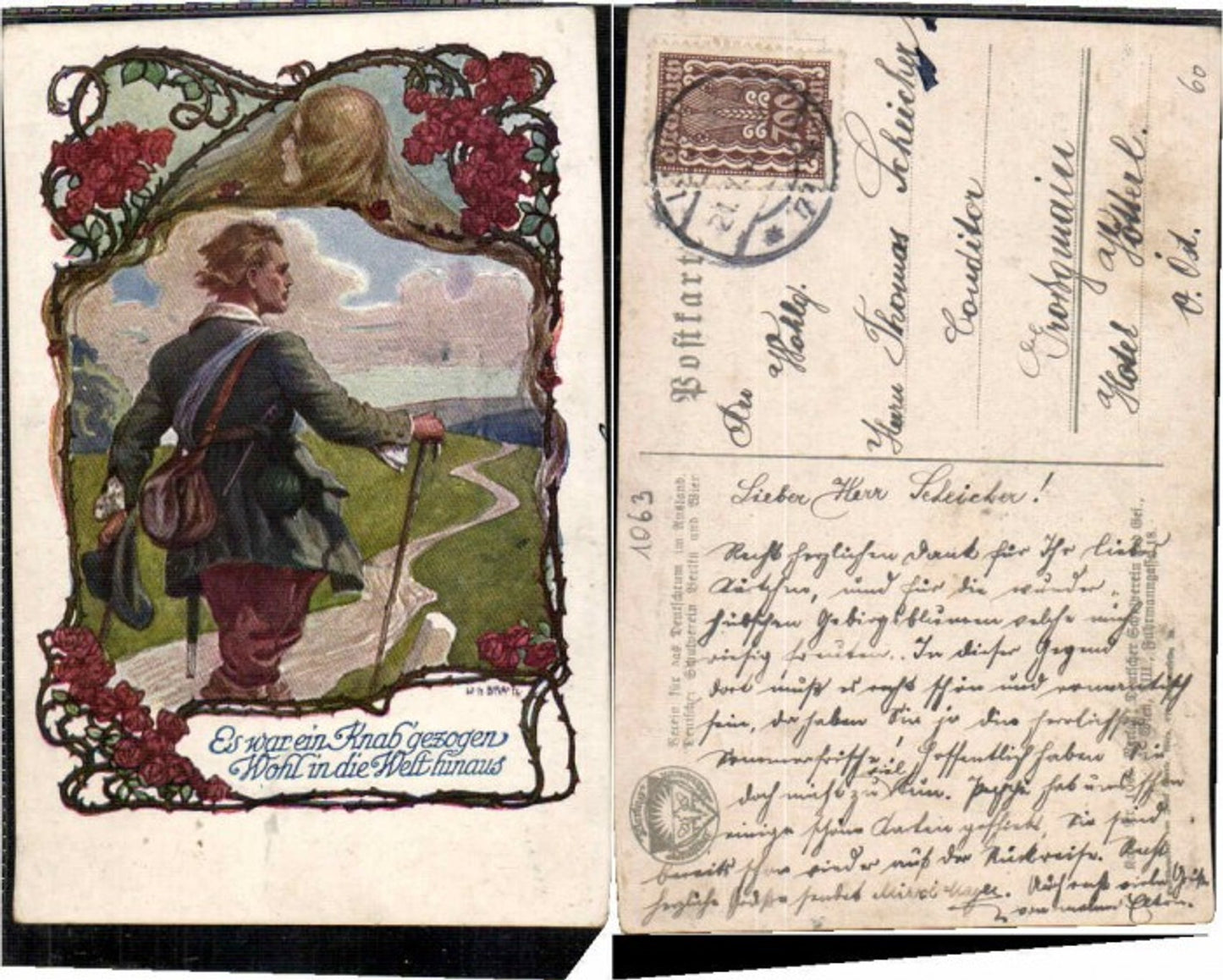 62929,Dt Schulverein 1063 W.H. Braun Knab in die Welt gezogen