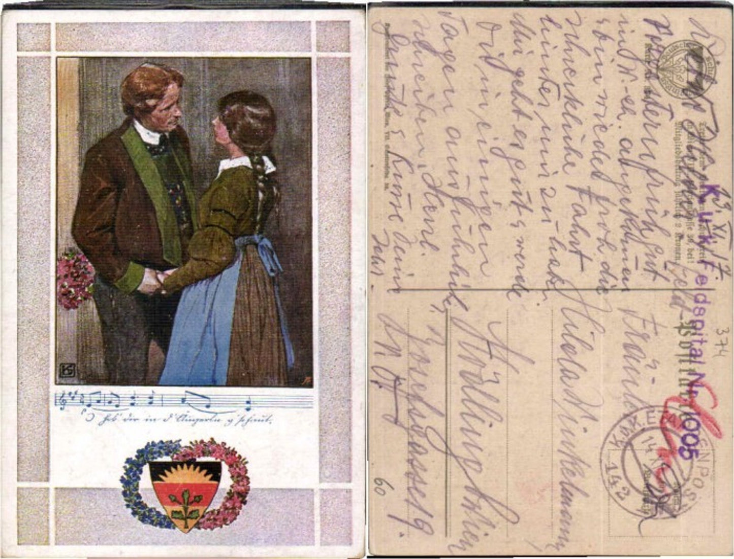 62951,Dt Schulverein 374 Liebespaar Zöpfe Frau