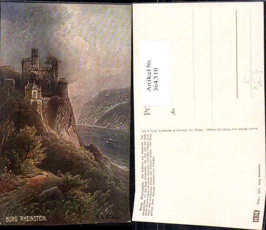 364310,Künstler Ak N. Astudin Burg Rheinstein